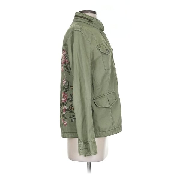 Vtg Y2K Abercrombie Floral Embroidered Green Utility Jacket | Military Boho Twee - Picture 10 of 14